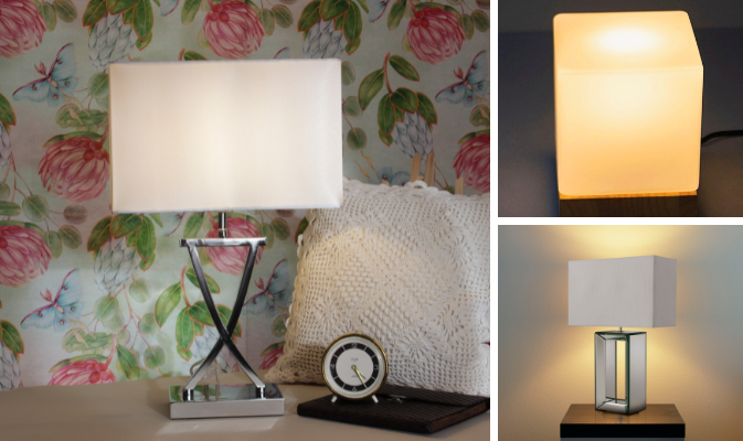 Stolní lampa s hranatým stínidlem